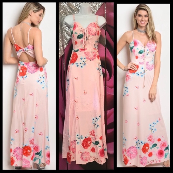 Floral lace up maxi dress - Picture 1 of 8